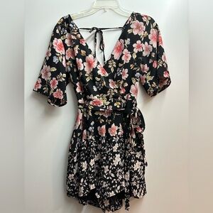 Trixxi Black Romper with Floral Pattern Size L